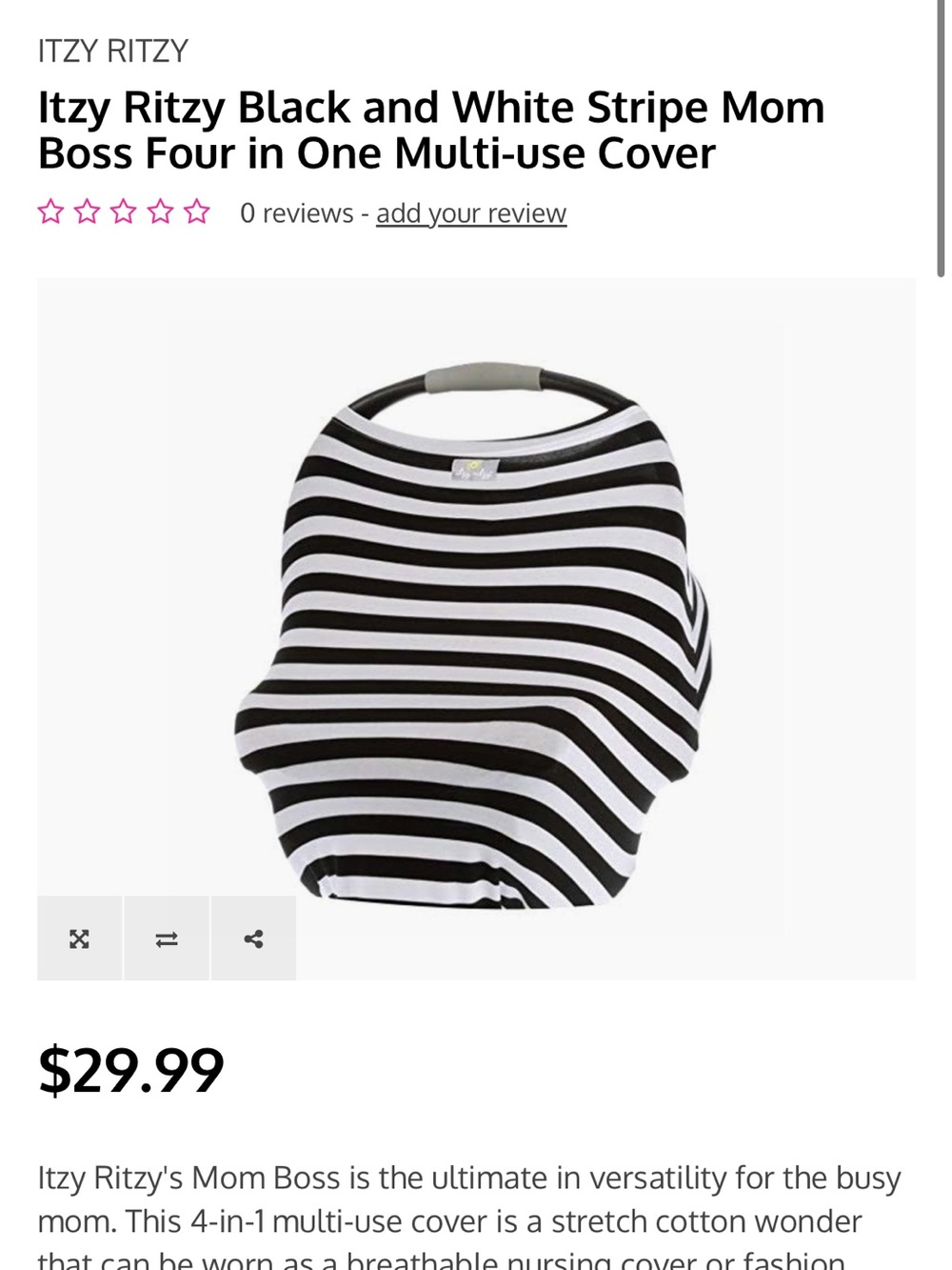Itzy Ritzy Black & White Striped Multi-Use Nursing Cover